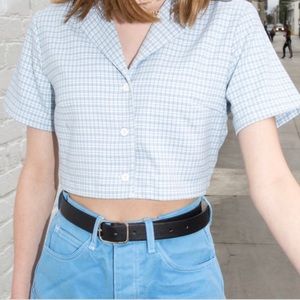 Brandy Melville Light blue plaid Vivian top